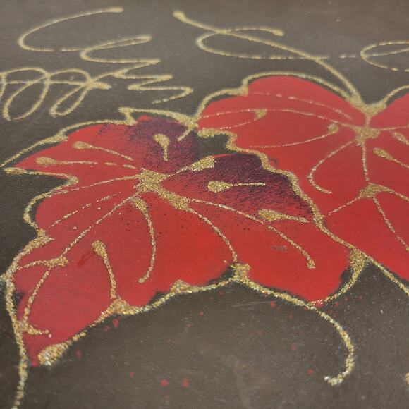 Vintage Tilso Japan Kitchen Service Tray Brown Hand Painted Autumn Fall Leaves - Picture 2 of 8